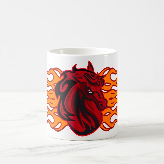 Mug Cheval rouge fière avec flammes (Créateur téléchargé)