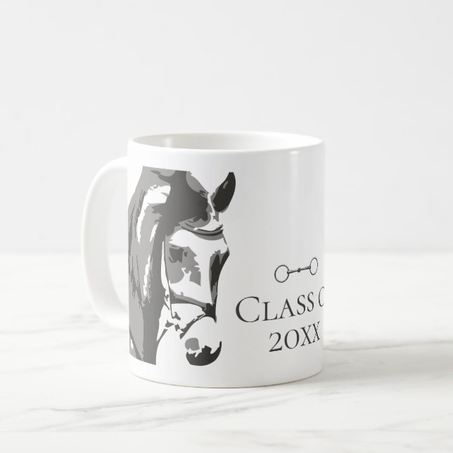 Mug Cheval Sketch, Snaffle Bit Grey Graduation Classe  (Devant gauche)