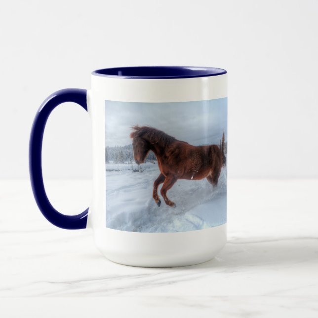Mug Cheval Sorrel, émerveillé par la neige hivernale (Gauche)