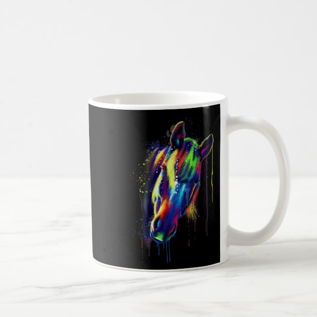 Mug Cheval Visage Main Dessinée Couleur de l'eau Splas (Droite)