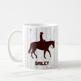 Mug Cheval Western Horseback Femme Bois Personnalisé