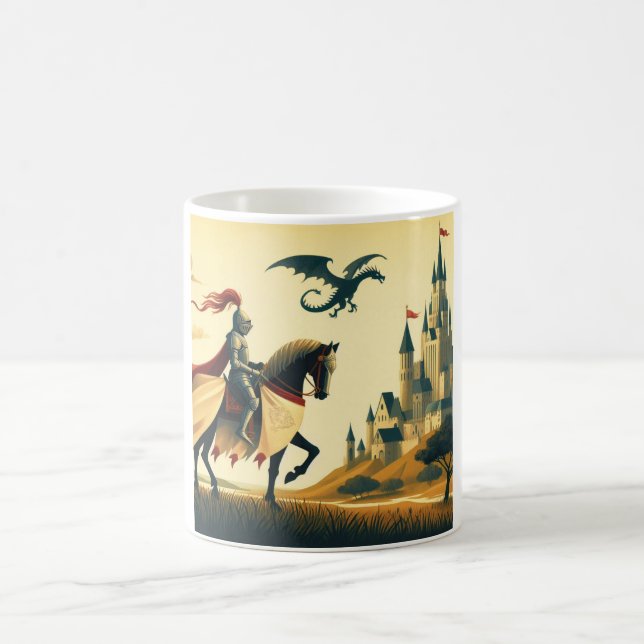 Mug Chevalier médiéval/dragon/château fantastique (Centre)