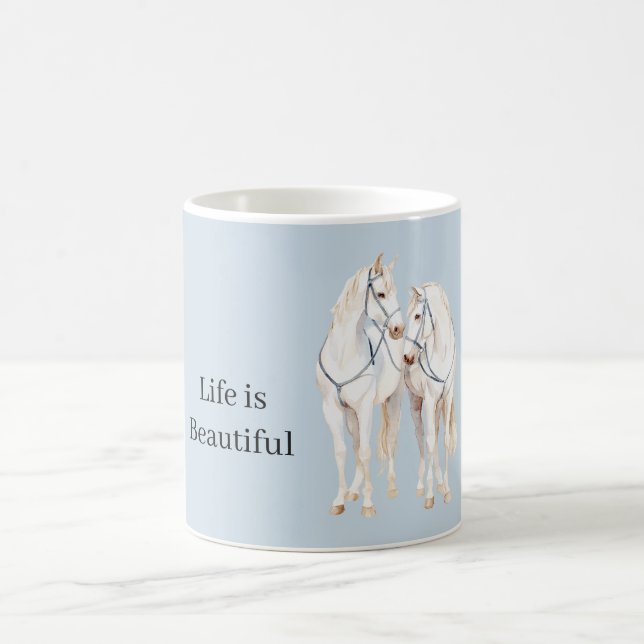 Mug Chevaux blancs Baby Blue (Centre)