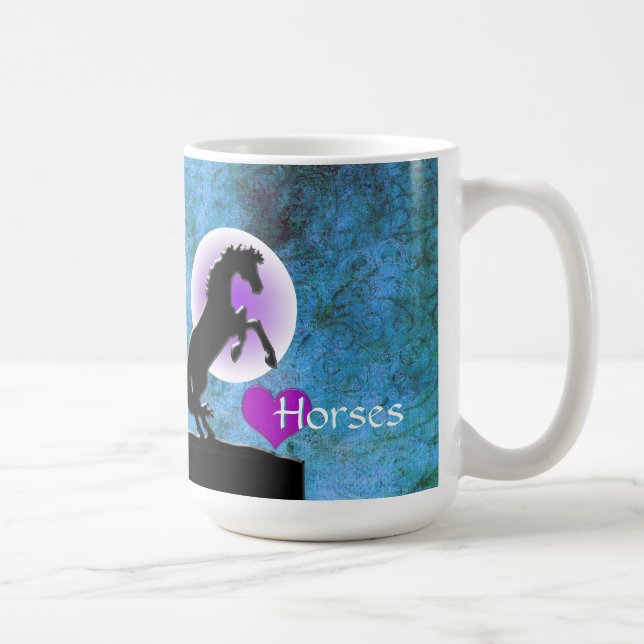 Mug Chevaux de coeur V (bleu/vert) (Droite)