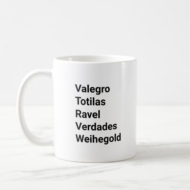 Mug Chevaux de dressage célèbres noms équestre (Gauche)