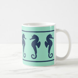 Mug Chevaux de mer Marine et Aqua