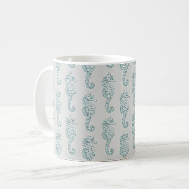 Mug Chevaux de mer tropicaux, Motif hippocampe - gris  (Devant gauche)
