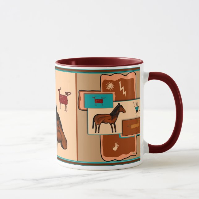 Mug Chevaux de pétroglyphe (Droite)