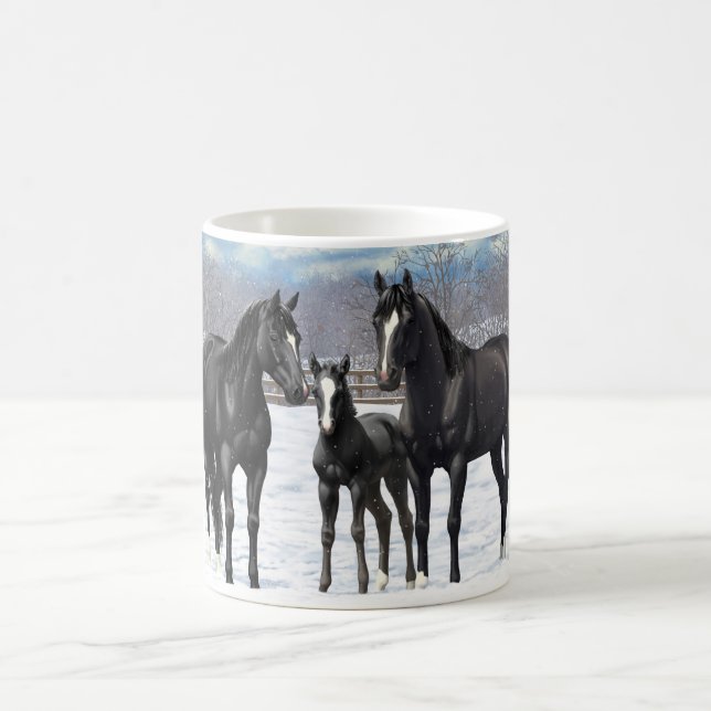 Mug Chevaux Du Quartier Noir En Neige (Centre)
