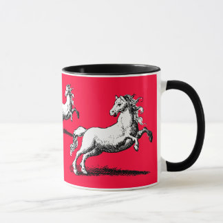 Mug Chevaux galopants rouge et noir élégants