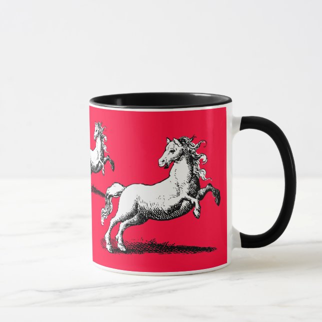 Mug Chevaux galopants rouge et noir élégants (Droite)