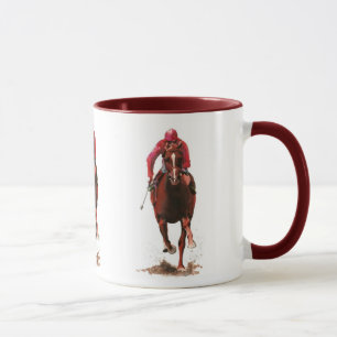 Mug chevaux, jockey man