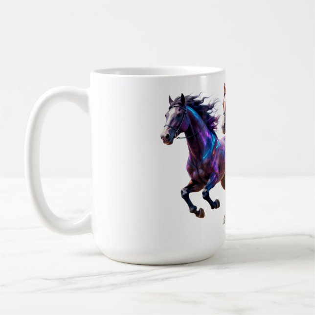 Mug Chevaux Mystiques Néon Galactiques en Course Paire (Gauche)