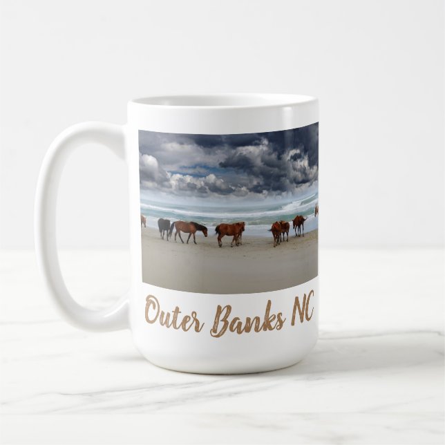 Mug Chevaux sauvages - Banques extérieures OBX NC Coro (Gauche)