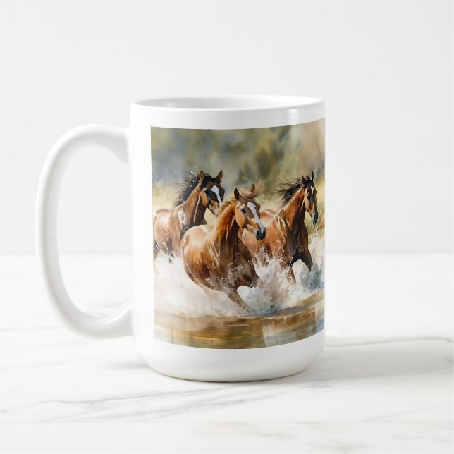 Mug Chevaux sauvages qui courent Brown couleur noire (Gauche)