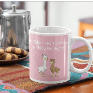 Mug Cheveux blanc et Brown Llama Couple