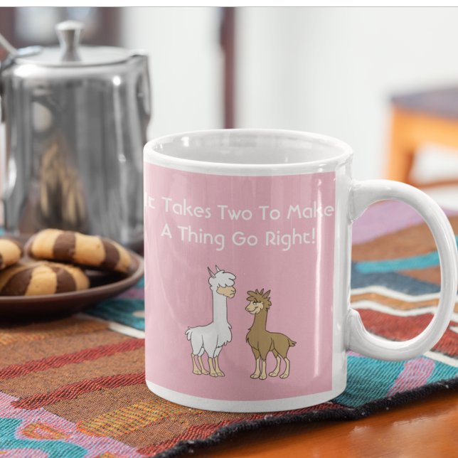 Mug Cheveux blanc et Brown Llama Couple (Créateur téléchargé)