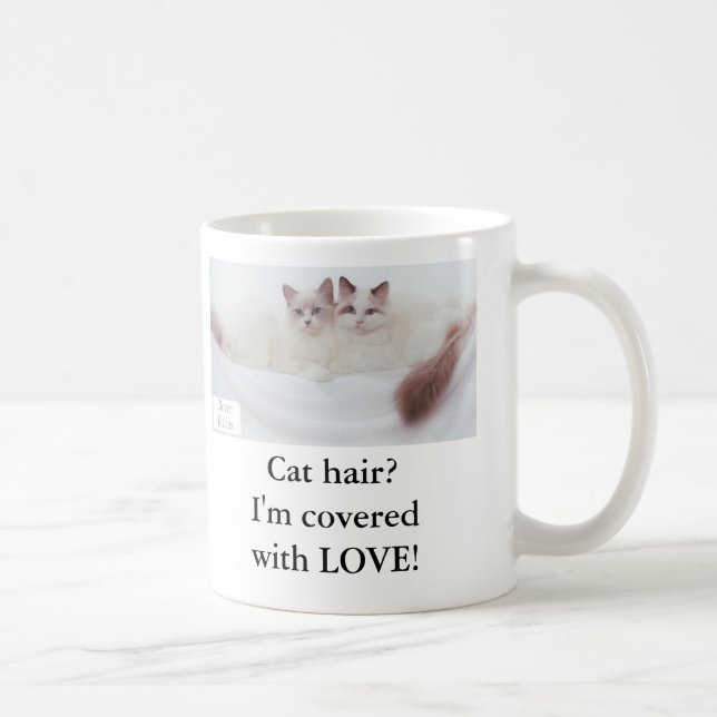 Mug Cheveux de chat ? Je suis couvert avec AMOUR ! (Droite)