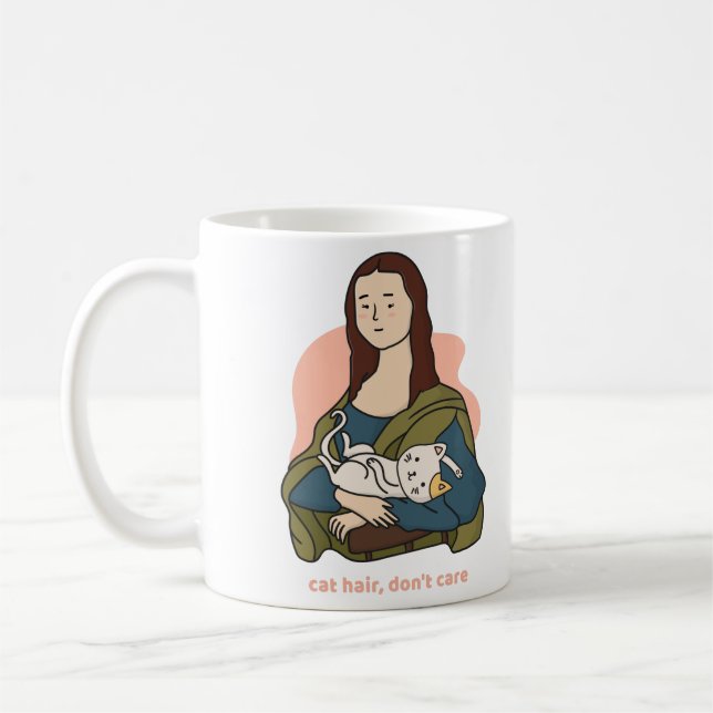 Mug Cheveux de chat ne se soucient pas mignon Mona Lis (Gauche)