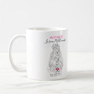 Mug cheveux longs ondulés avec un arc Hairstyling marq