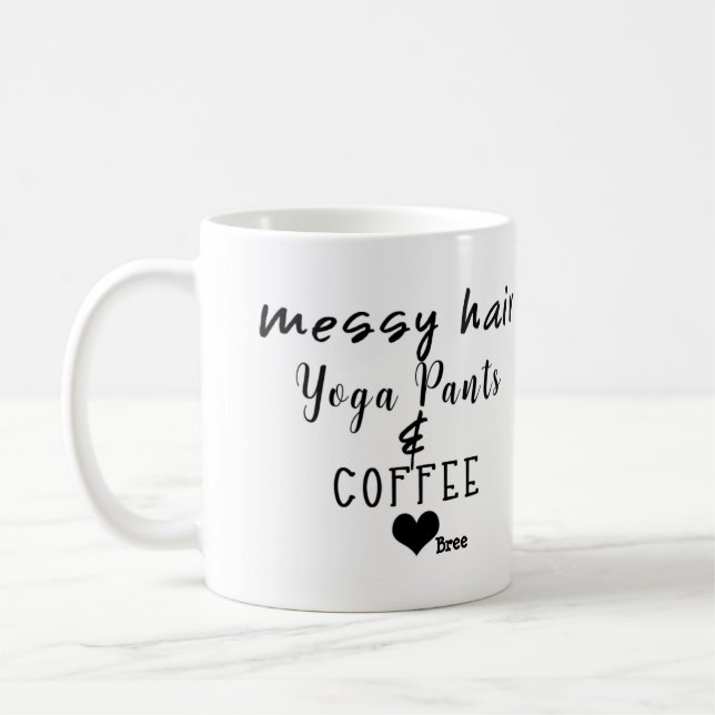 Mug Cheveux Messy Yoga Pants Café Personnalisé Chic (Gauche)