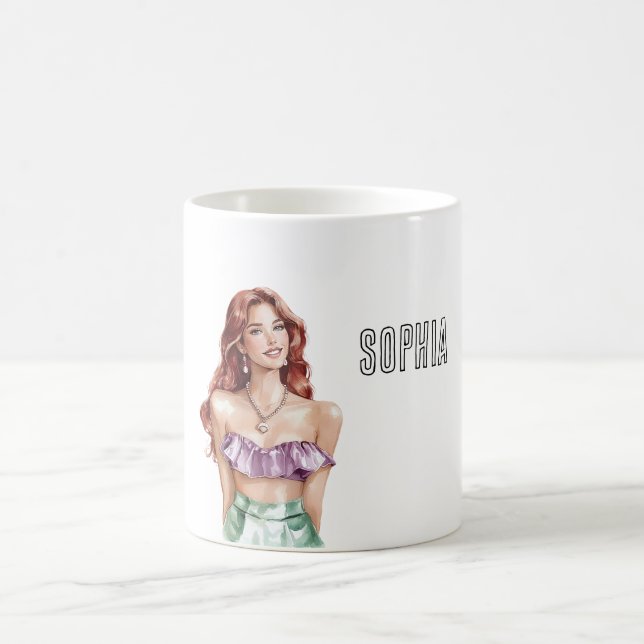 Mug Cheveux Rouges Femme Haut Violet (Centre)
