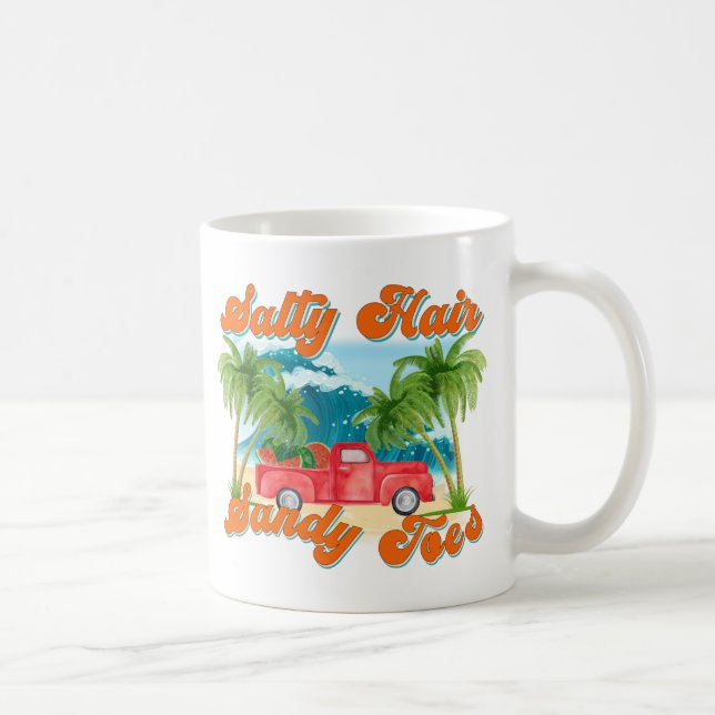 Mug Cheveux salés, orteils de sable | Île tropicale (Droite)
