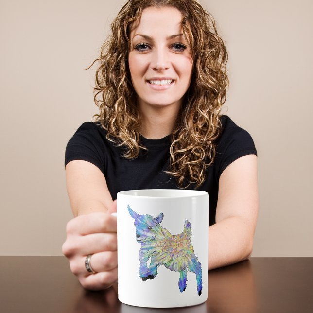 Mug Chèvre Bébé mignonne Art animal de ferme coloré (Cute baby goat jumping colorful farm animal art coffee mug)