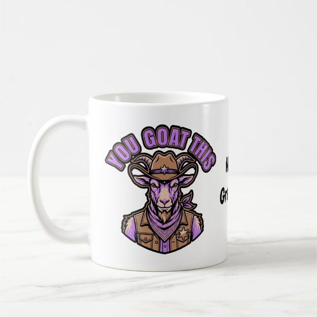 Mug Chèvre de cow-boy drôle Pun motivationnel Création (Gauche)