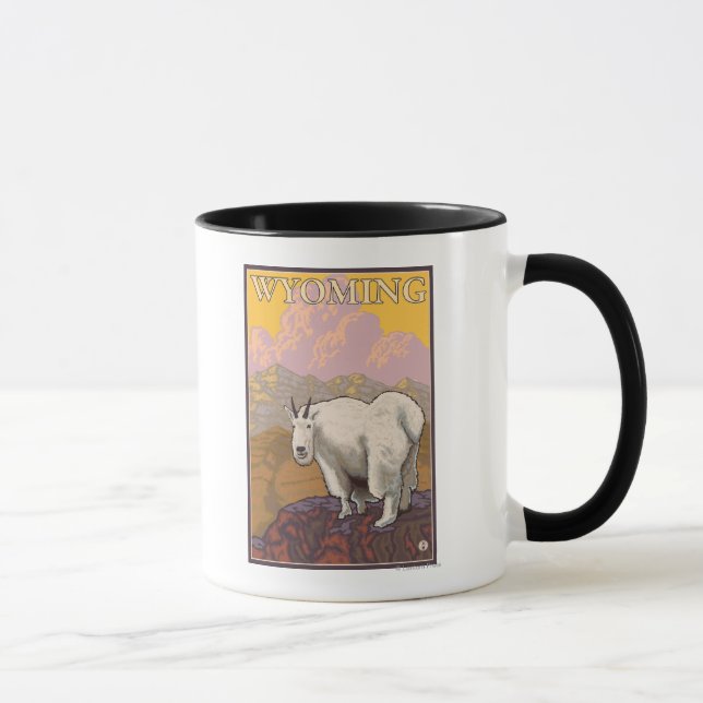 Mug Chèvre de montagneWyomingVintage Affiche de voyage (Droite)