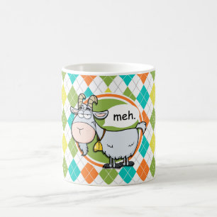 Mug Chèvre drôle ; Motif à motifs de losanges coloré