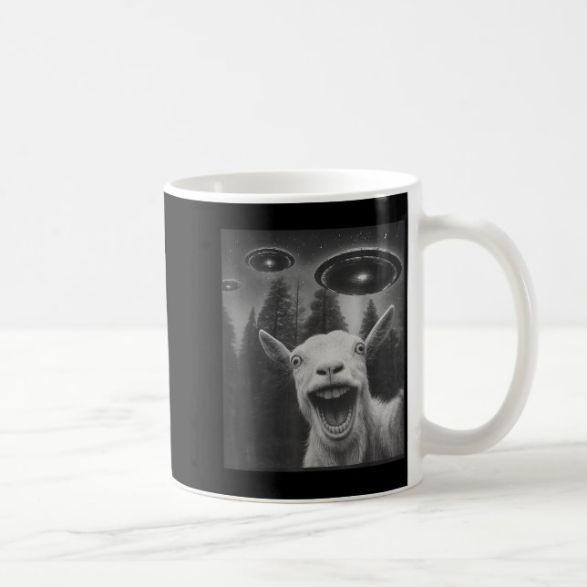 Mug Chèvre Drôle Selfie Alien UFO pour Hommes Femmes e (Droite)