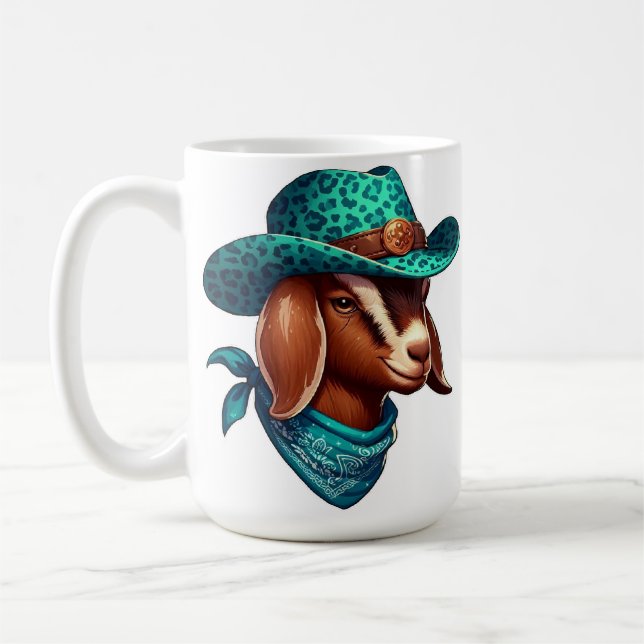 Mug Chèvre portant un Casquette élégant Cowboy et Band (Gauche)