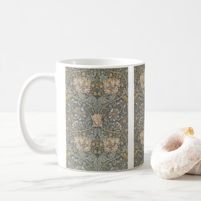 Mug Chèvrefeuille par William Morris, Art floral vinta (Avec donut)