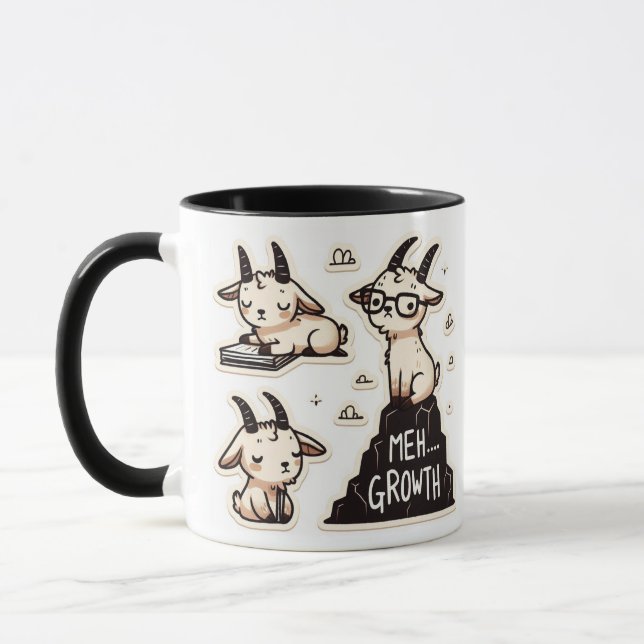 Mug Chèvres mignonnes - "Meh Growth" Autosoins amusant (Gauche)