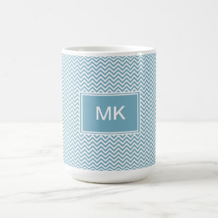 Mug Chevron bleu avec le monogramme