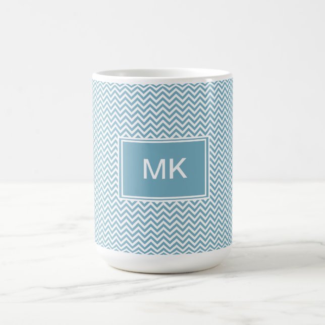 Mug Chevron bleu avec Monogramme (Centre)