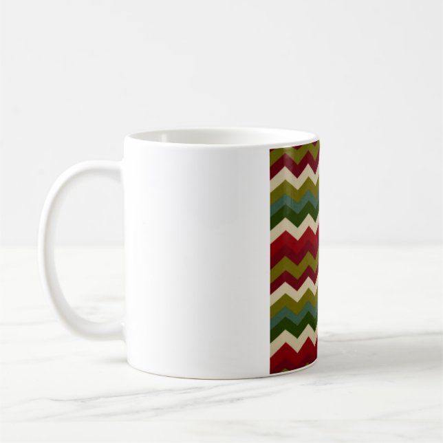 Mug Chevron de Noël rustique – Zigzag rouge vert et cr (Gauche)