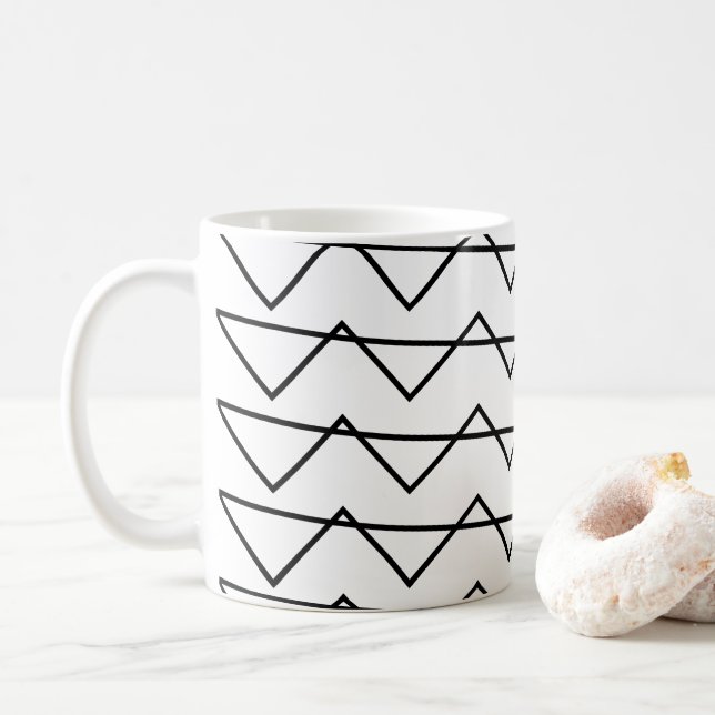 Mug Chevron Grille noir et blanc (Avec donut)
