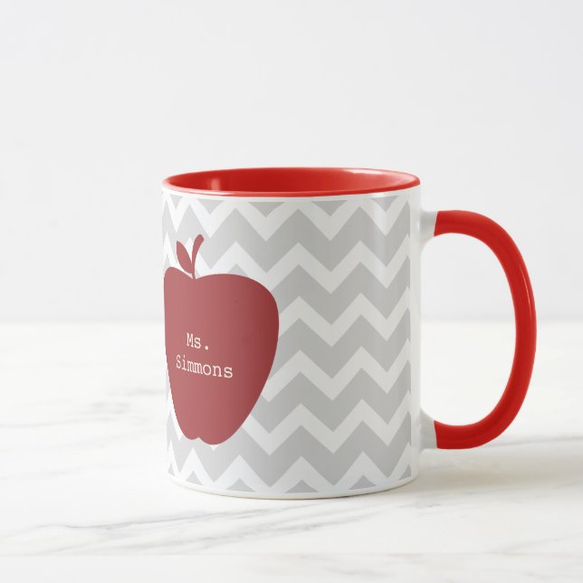 Mug Chevron gris et professeur rouge d'Apple (Droite)