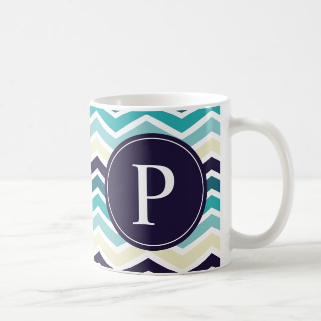 Mug Chevron Monogram Navy Blue Cream (Droite)