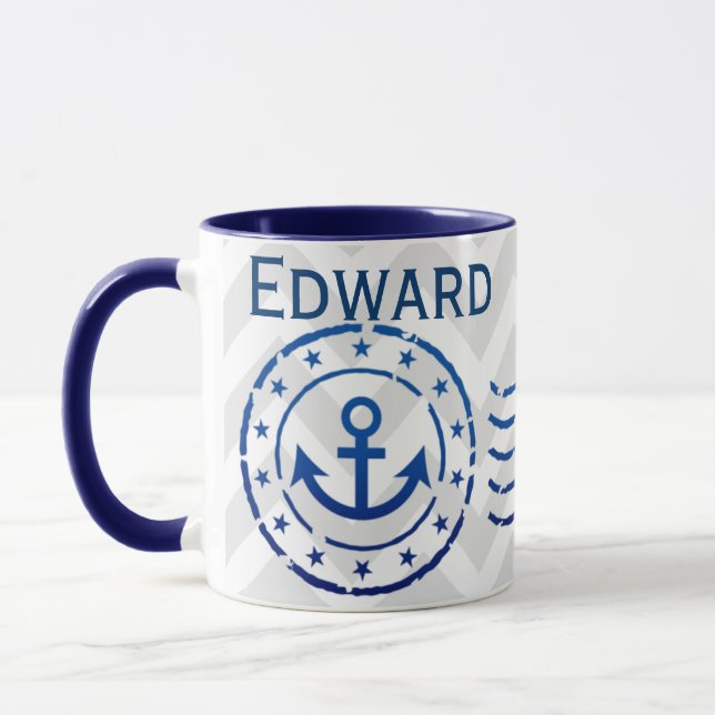 Mug Chevron nautique et sceau d'Ancre (Gauche)