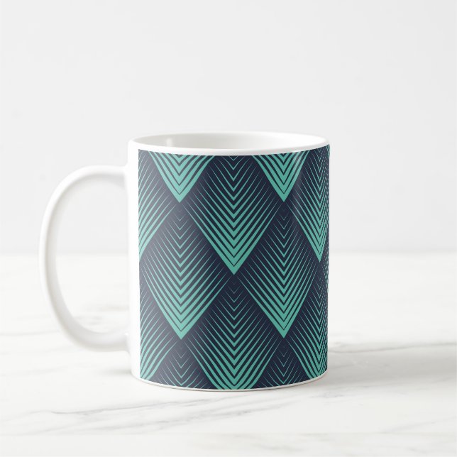 Mug Chevron Op-Art bleu néon. (Gauche)
