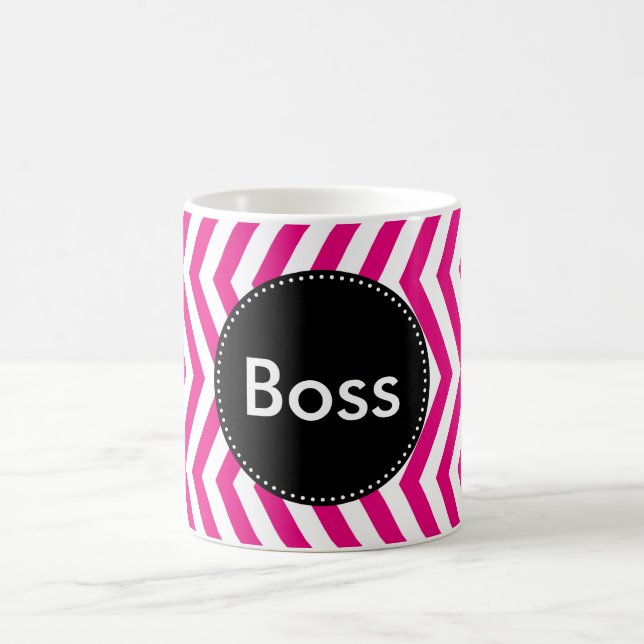 Mug Chevron rose chaud et blanc minuscule (Centre)