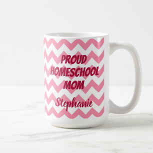 Mug Chevron rose et blanc Fier Homeschool Maman