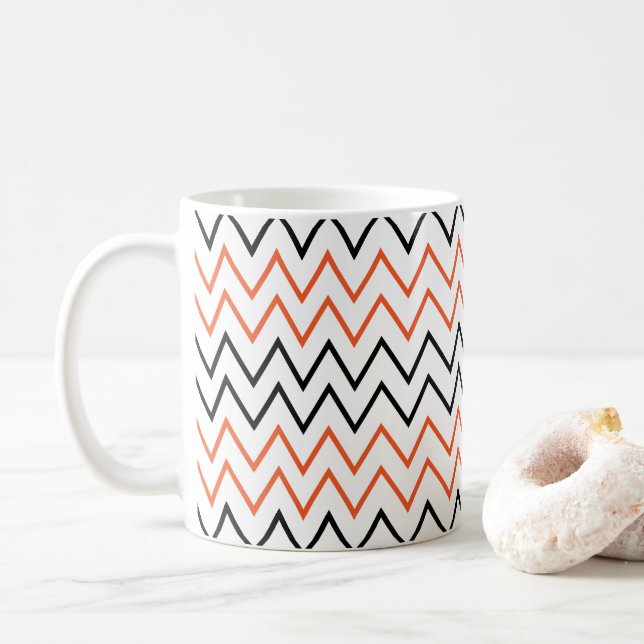 Mug Chevron Zigzag Orange Noir (Avec donut)