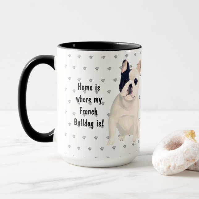 Mug Chez Moi, Mon Chien À Balles Français Est Chien Ma (Avec donut)