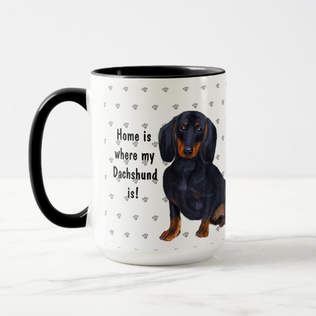 Mug Chez Moi, Mon Dachshund, C'Est Papa, Maman, (Gauche)