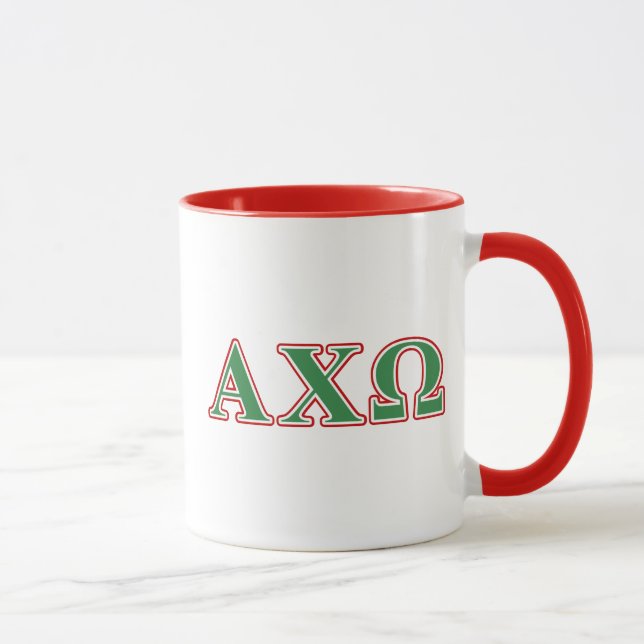 Mug Chi lettres vertes et rouges d'Omega d'Alphi (Droite)