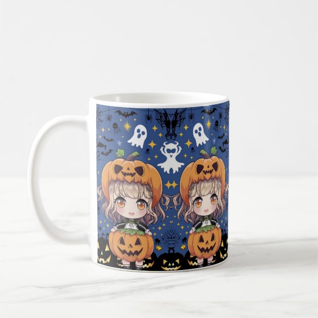 Mug Chibi Anime Girl en costume Citrouille (Gauche)